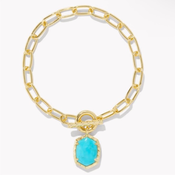 Kendra Scott Daphne Gold Link Chain Bracelet in Turquoise Magnesite - Picture 1 of 3